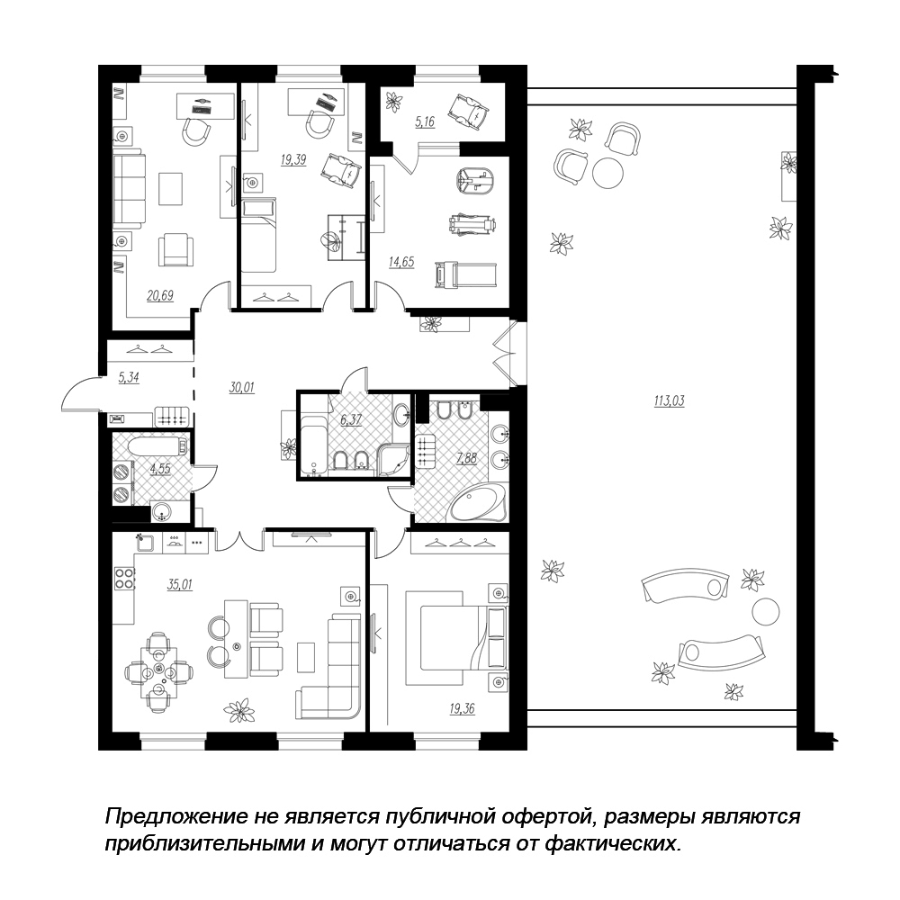 4-комнатная, 200 м² — ЖК ЖК Петровская доминанта