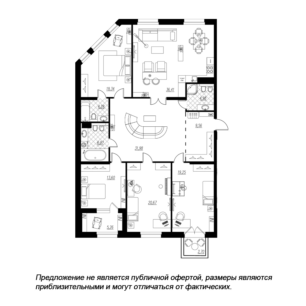 4-комнатная, 170 м² — ЖК ЖК Петровская доминанта