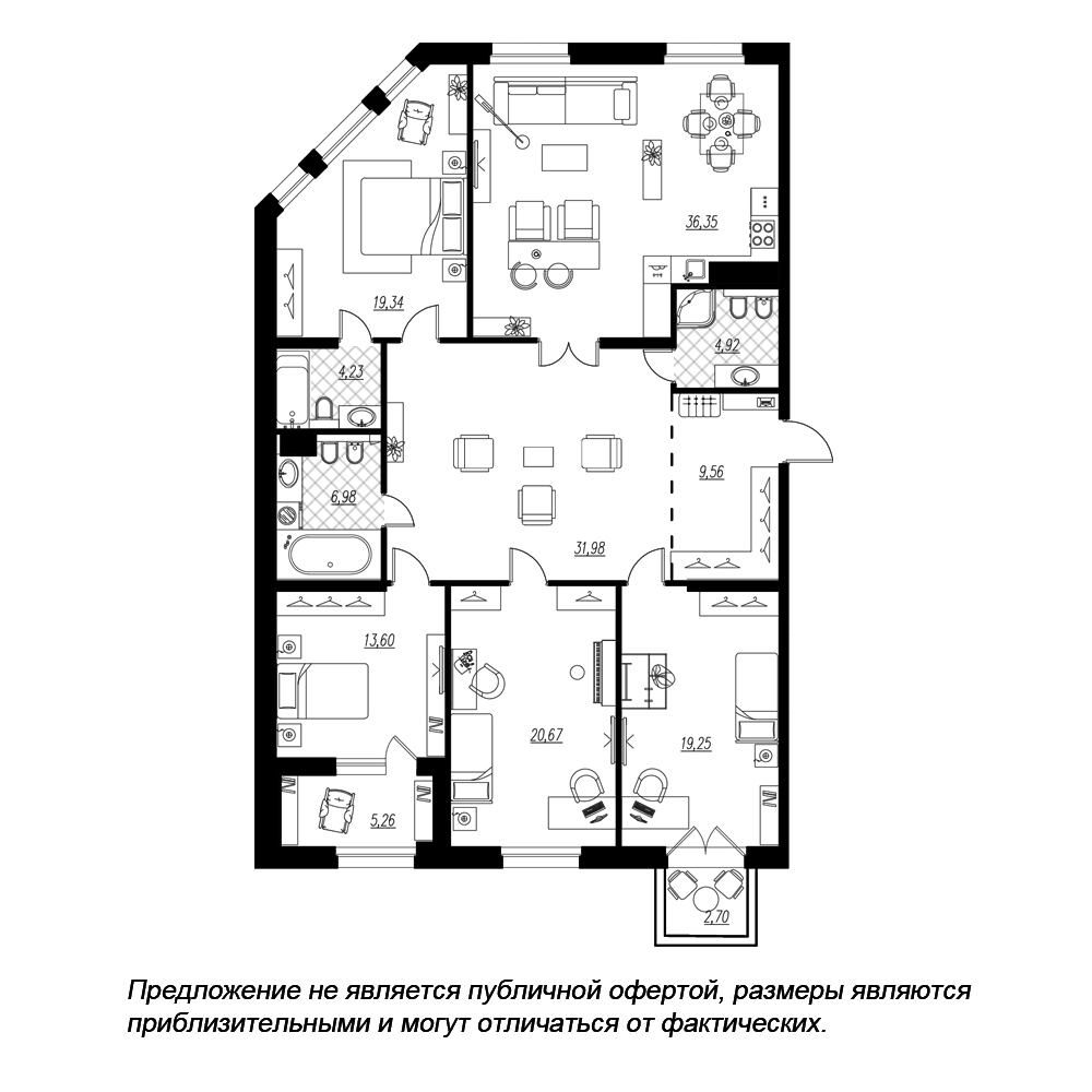 4-комнатная, 170 м² — ЖК ЖК Петровская доминанта