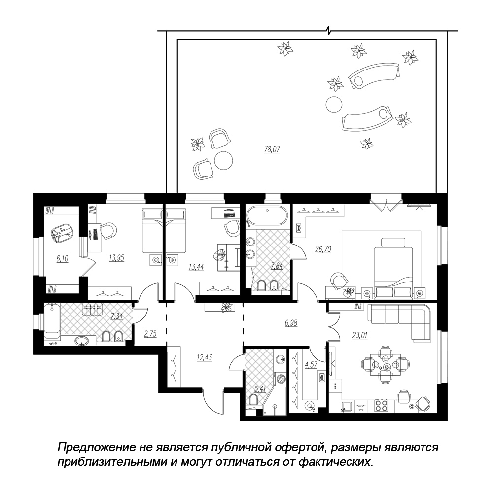 3-комнатная, 151 м² — ЖК ЖК Петровская доминанта