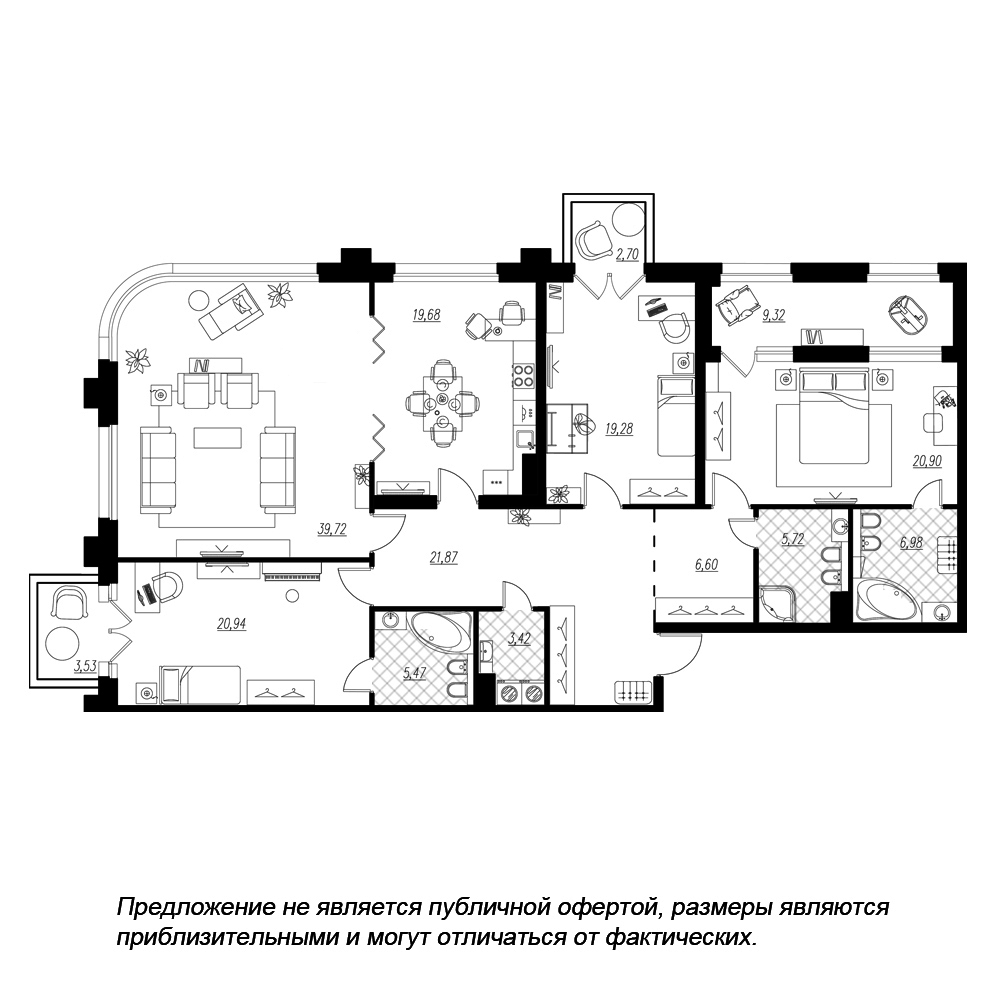4-комнатная, 177 м² — ЖК ЖК Петровская доминанта