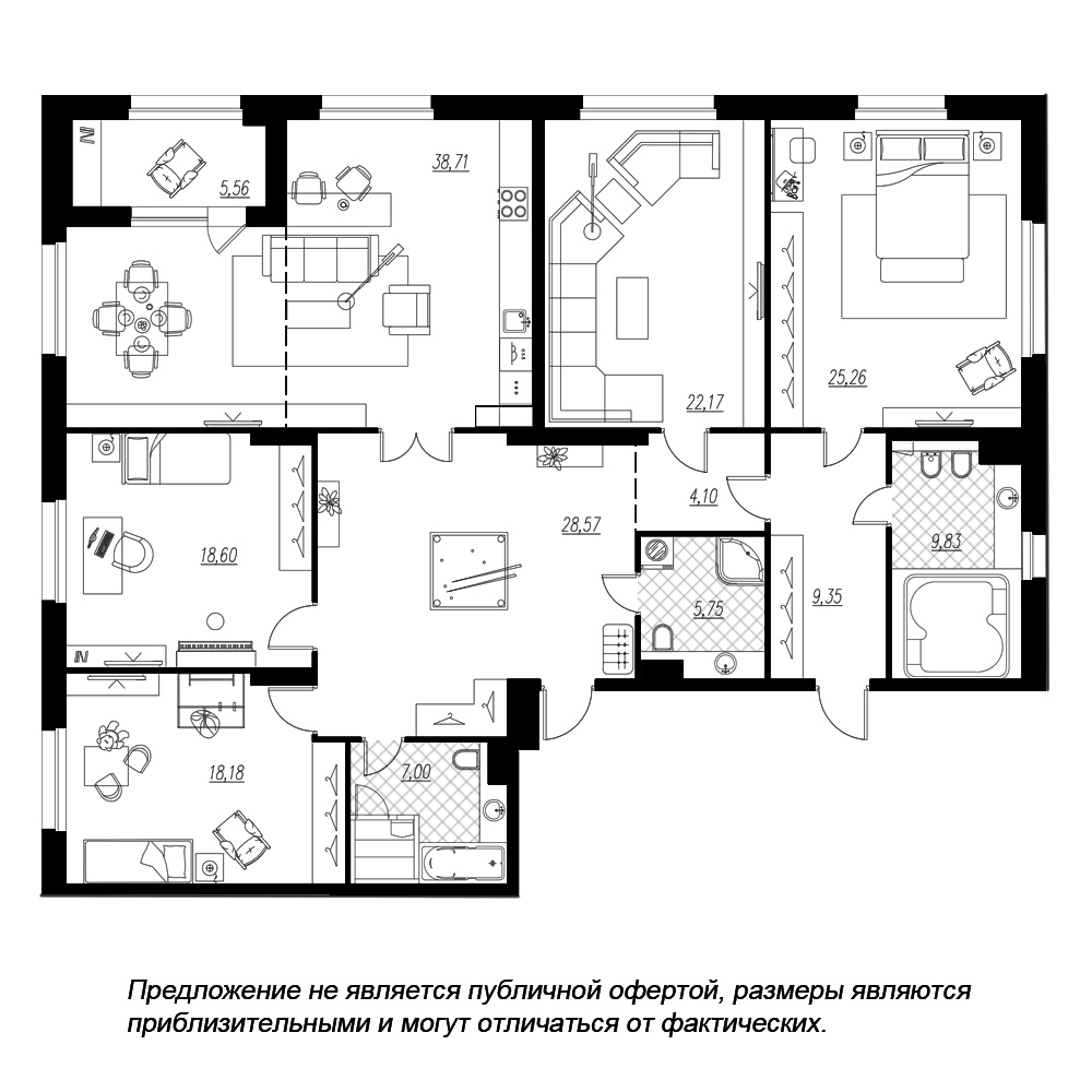 4-комнатная, 190 м² — ЖК ЖК Петровская доминанта