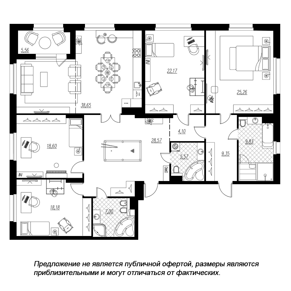 4-комнатная, 190 м² — ЖК ЖК Петровская доминанта