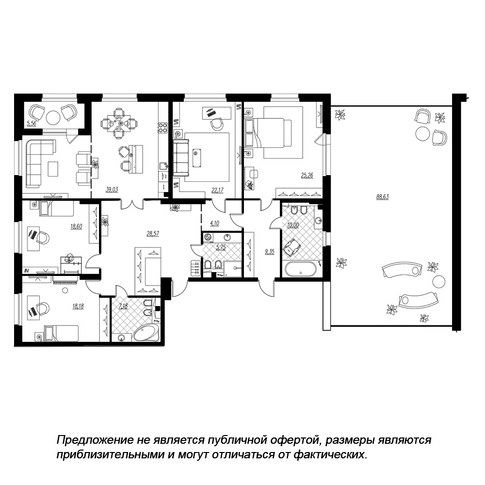 4-комнатная, 218 м² — ЖК ЖК Петровская доминанта