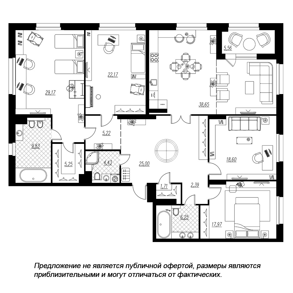 4-комнатная, 189 м² — ЖК ЖК Петровская доминанта