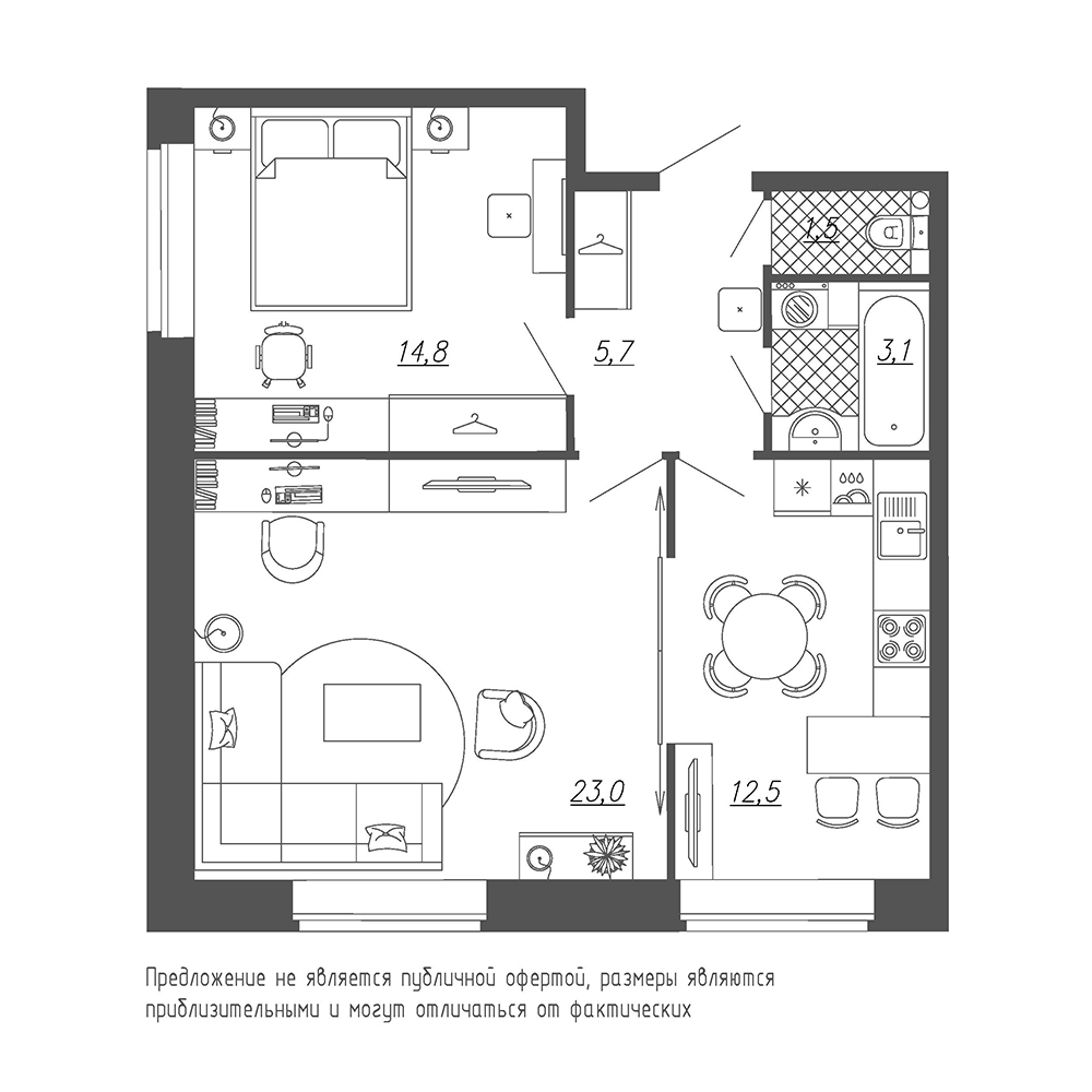 2-комнатная, 61 м² — ЖК ЖК Эталон на Неве
