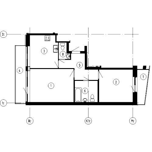 2-комнатная, 70 м² — ЖК ЖК Эталон на Неве