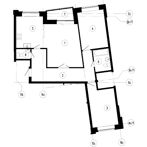 3-комнатная, 90 м² — ЖК ЖК Эталон на Неве