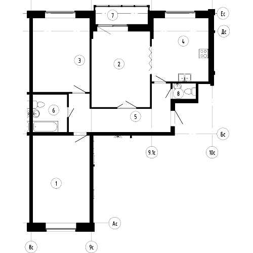 3-комнатная, 103 м² — ЖК ЖК Эталон на Неве
