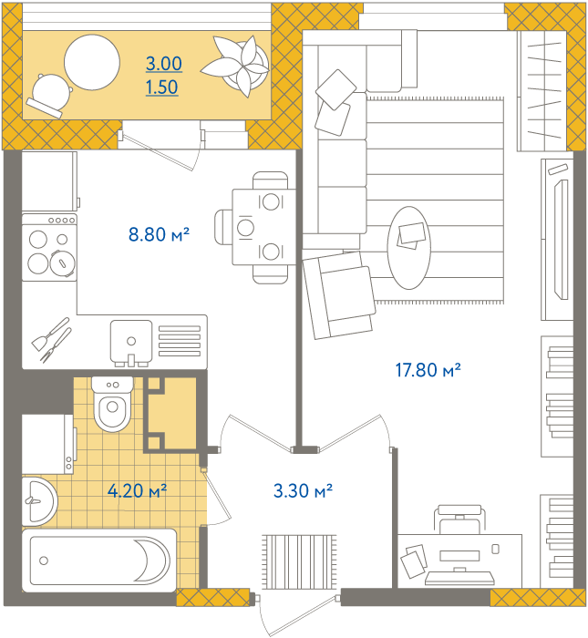 1-комнатная, 36 м² — ЖК ЖК Светлый мир жизнь
