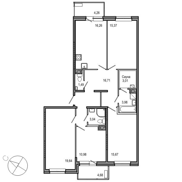 4-комнатная, 107 м² — ЖК ЖК ТАРМО