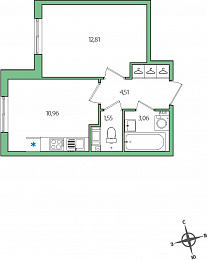 1-комнатная, 33 м² — ЖК ЖК Янила Драйв