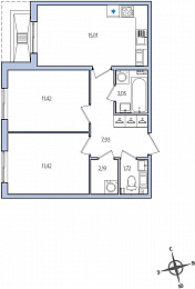 1-комнатная, 53 м² — ЖК ЖК Янила Драйв