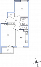 1-комнатная, 54 м² — ЖК ЖК Янила Драйв