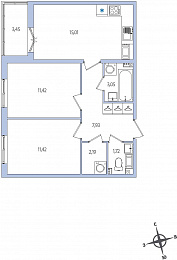 1-комнатная, 54 м² — ЖК ЖК Янила Драйв