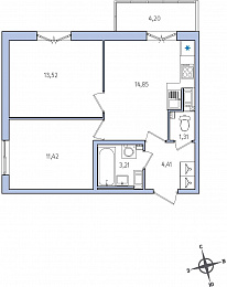 1-комнатная, 50 м² — ЖК ЖК Янила Драйв
