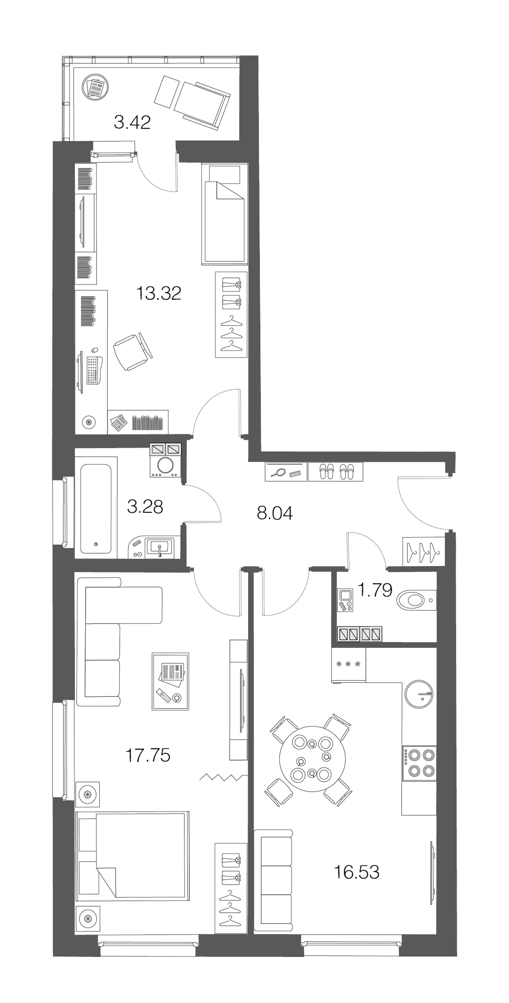 2-комнатная, 61 м² — ЖК ЖК ЭкоСити
