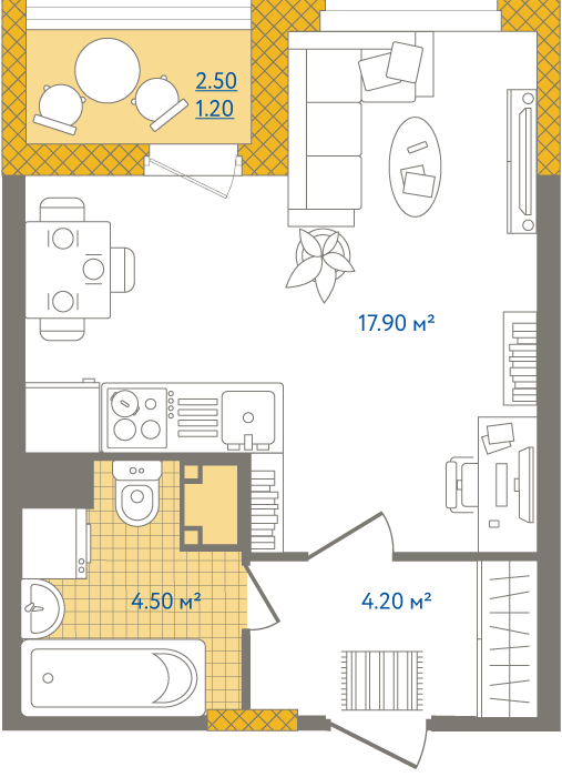 Студия, 28 м² — ЖК ЖК Светлый мир жизнь