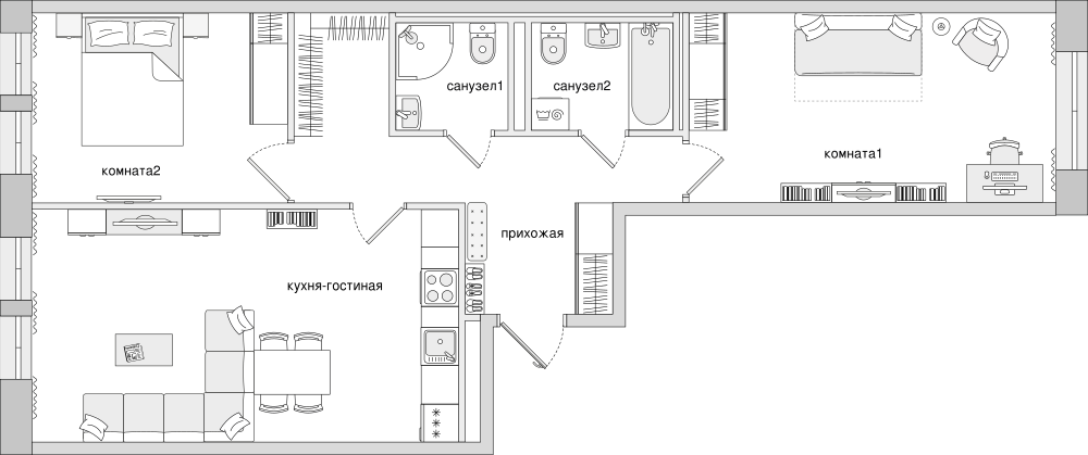 2-комнатная, 75 м² — ЖК Клубный дом Волковский