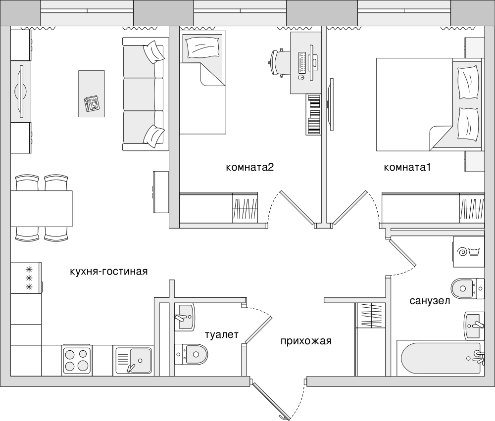 2-комнатная, 60 м² — ЖК Клубный дом Волковский