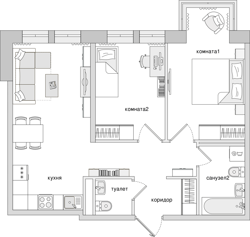 2-комнатная, 62 м² — ЖК Клубный дом Волковский
