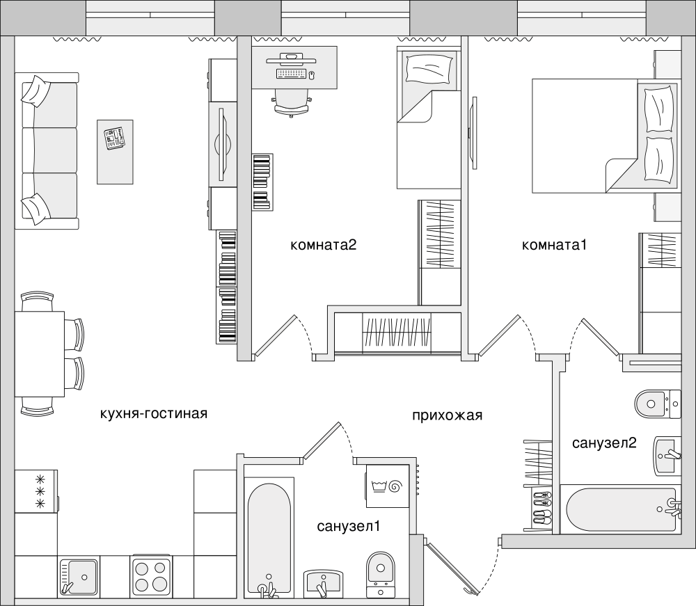 2-комнатная, 67 м² — ЖК Клубный дом Волковский