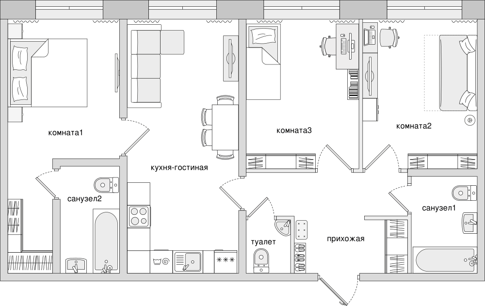 3-комнатная, 80 м² — ЖК Клубный дом Волковский