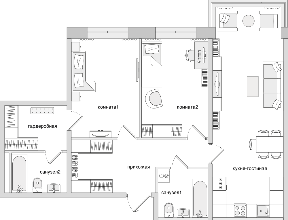 2-комнатная, 79 м² — ЖК Клубный дом Волковский