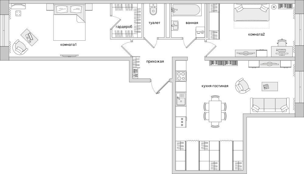 2-комнатная, 82 м² — ЖК Клубный дом Волковский