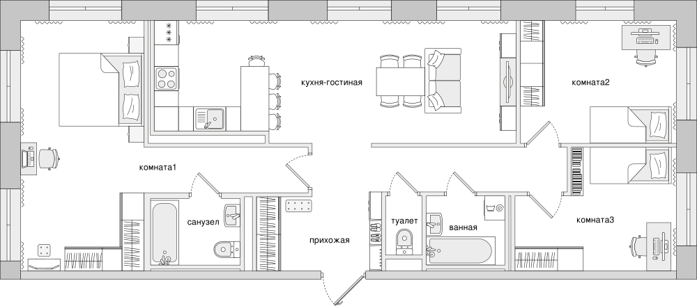 3-комнатная, 94 м² — ЖК Клубный дом Волковский