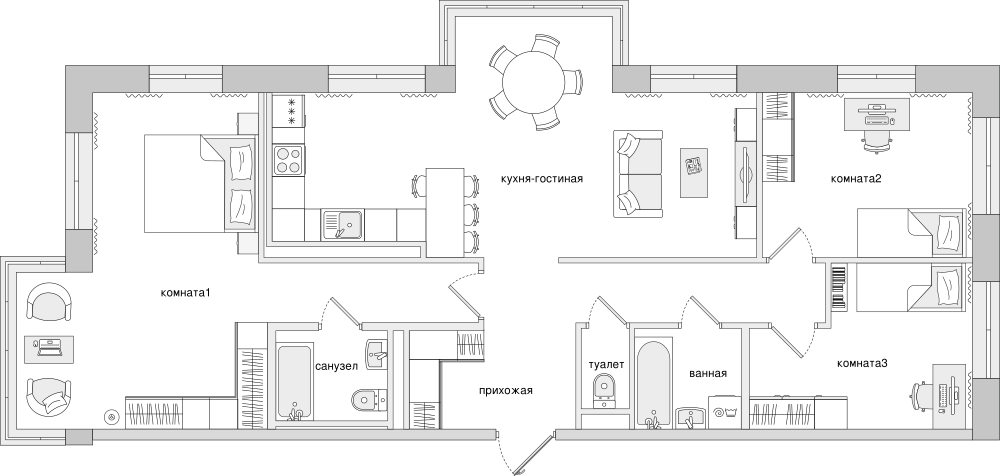 3-комнатная, 99 м² — ЖК Клубный дом Волковский