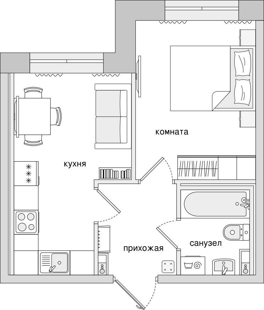 1-комнатная, 31 м² — ЖК ЖК Елизаровский