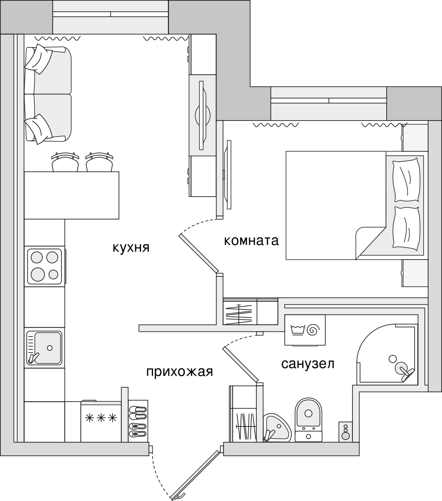 1-комнатная, 31 м² — ЖК ЖК Елизаровский