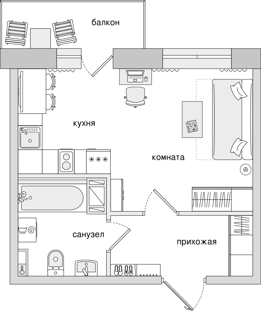 Студия, 32 м² — ЖК ЖК Елизаровский