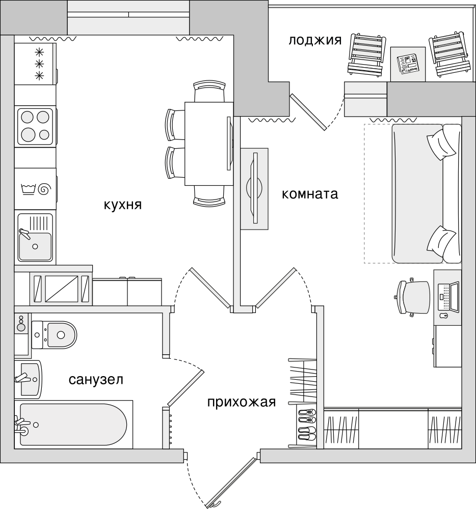 1-комнатная, 36 м² — ЖК ЖК Елизаровский