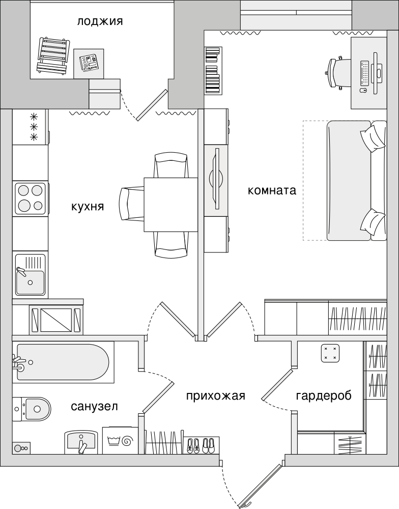 1-комнатная, 40 м² — ЖК ЖК Елизаровский