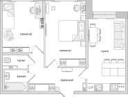 2-комнатная, 58 м² — ЖК ЖК Елизаровский