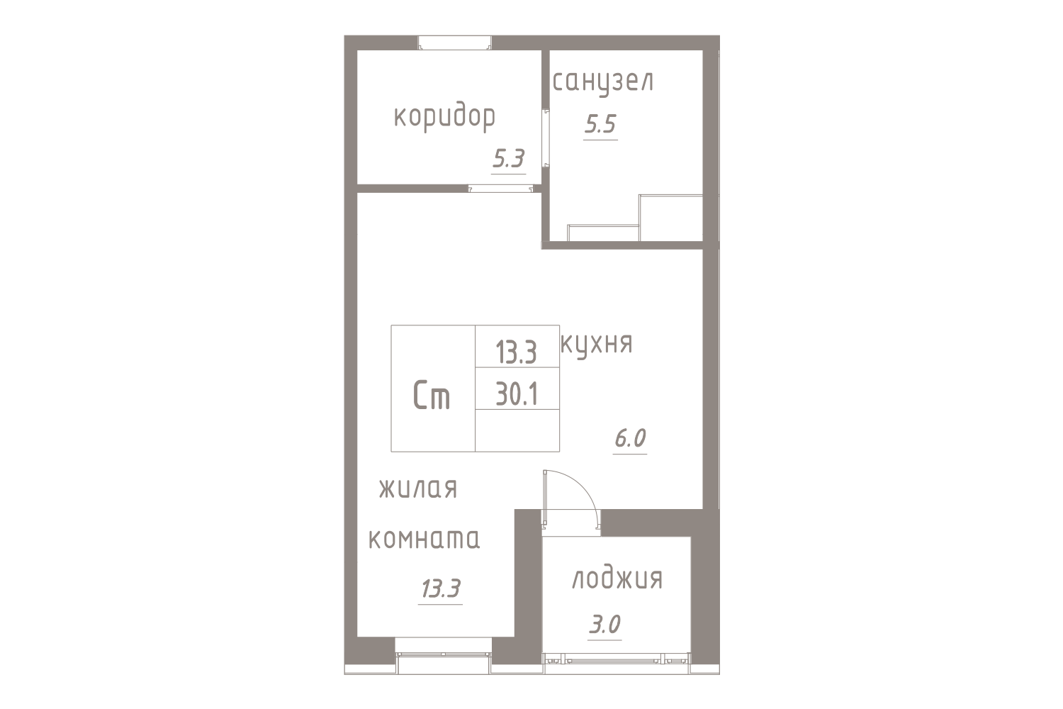Студия, 32 м² — ЖК ЖК Лайф Лесная