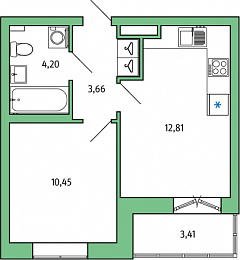 1-комнатная, 33 м² — ЖК ЖК Янила Драйв
