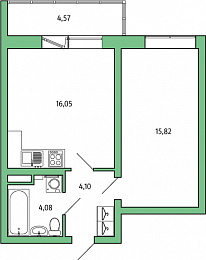 1-комнатная, 41 м² — ЖК ЖК Янила Драйв