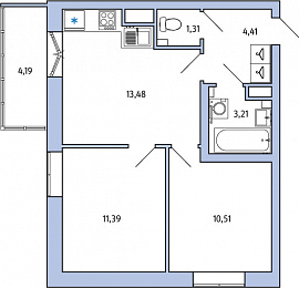 1-комнатная, 46 м² — ЖК ЖК Янила Драйв