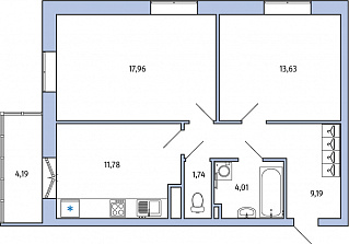1-комнатная, 60 м² — ЖК ЖК Янила Драйв