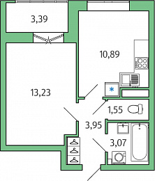 1-комнатная, 34 м² — ЖК ЖК Янила Драйв