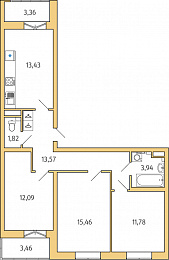 1-комнатная, 76 м² — ЖК ЖК Янила Драйв