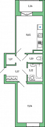 1-комнатная, 38 м² — ЖК ЖК Янила Драйв