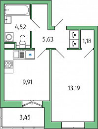 1-комнатная, 36 м² — ЖК ЖК Янила Драйв