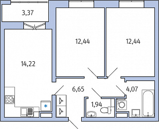 1-комнатная, 53 м² — ЖК ЖК Янила Драйв