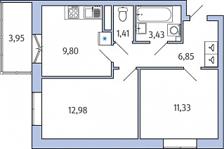 1-комнатная, 47 м² — ЖК ЖК Янила Драйв
