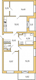 1-комнатная, 78 м² — ЖК ЖК Янила Драйв