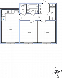 1-комнатная, 52 м² — ЖК ЖК Янила Драйв